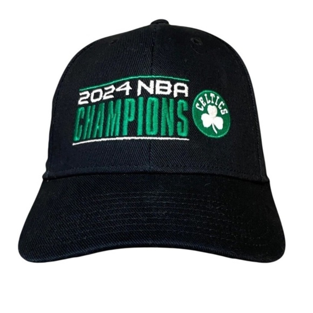 Boston Celtics 2024 NBA Champions Hat Black‎ Adjustable Baseball Cap Shamrock